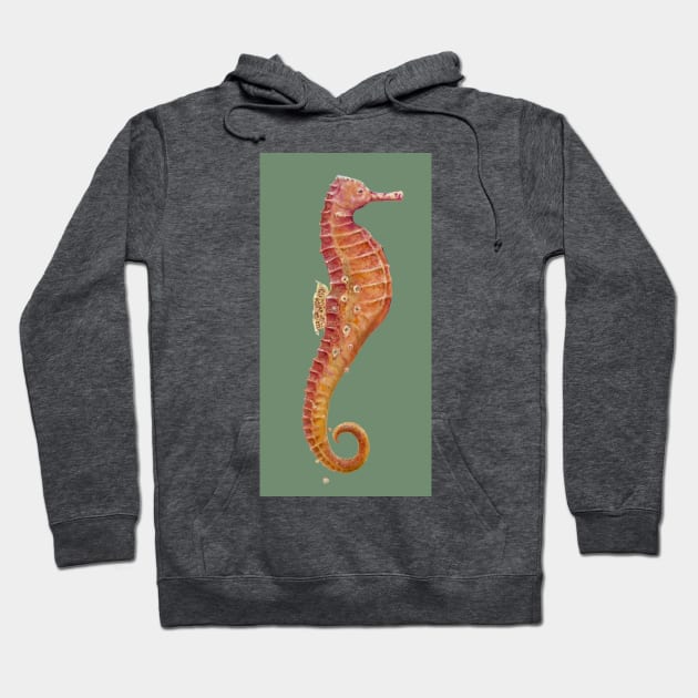 Seahorse (Dark Kaki Green) Hoodie by RealZeal